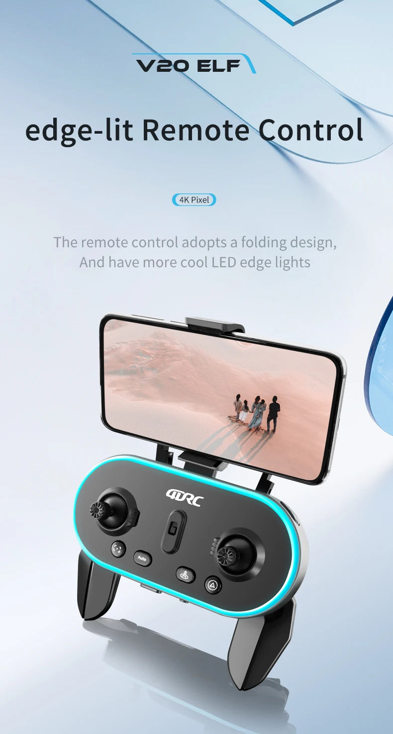 4DRC V20 Drone, vzo elf edge-lit remote control adopts folding