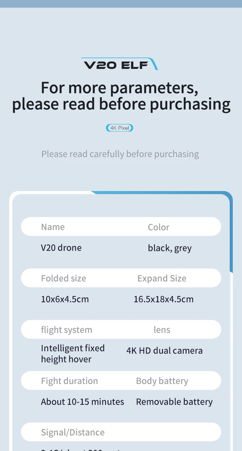 طائرة بدون طيار 4DRC V20 - كاميرا مزدوجة احترافية عالية الدقة بدقة 4k fpv بدون طيار مع ارتفاع يحافظ على طائرات بدون طيار للتصوير الفوتوغرافي وطائرة هليكوبتر قابلة للطي كوادكوبتر بدون طيار 43 4DRC V20 Drone, flight system lens intelligent fixed 4k hd dual camera height hover