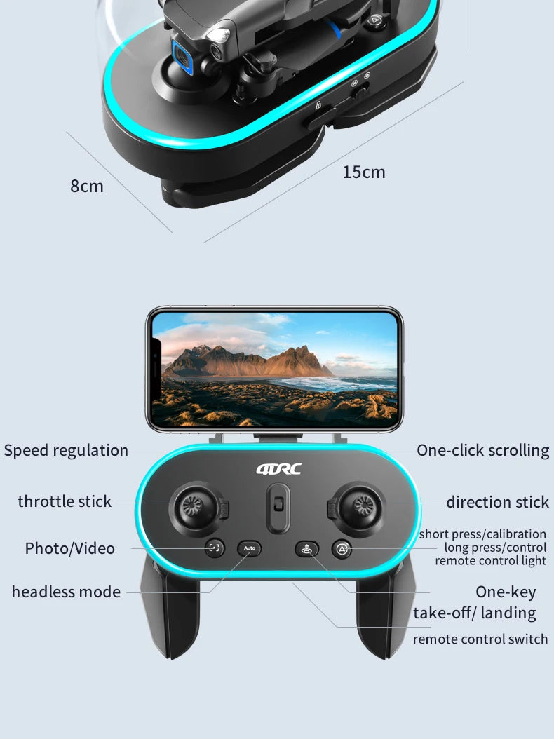 طائرة بدون طيار 4DRC V20 - كاميرا مزدوجة احترافية عالية الدقة بدقة 4k fpv بدون طيار مع ارتفاع يحافظ على طائرات بدون طيار للتصوير الفوتوغرافي وطائرة هليكوبتر قابلة للطي كوادكوبتر بدون طيار 45 4DRC V20 Drone, one-click scrolling aurc throttle stick speed regulation one-