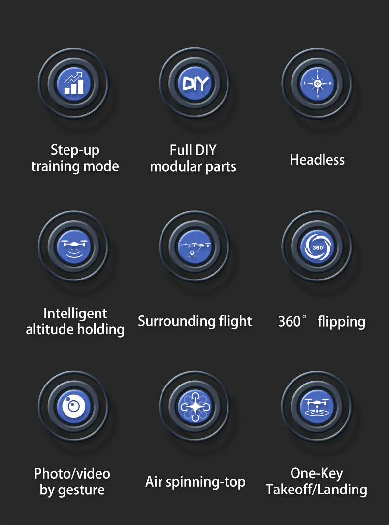 JJRC H108 DIY Assembly RC Drone, diy step-up full diy headless training mode modular parts 360"
