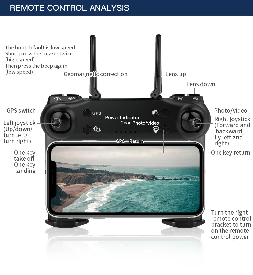 ZLRC SG700 MAX Drone, default is low speed short press the buzzer twice (high speed)