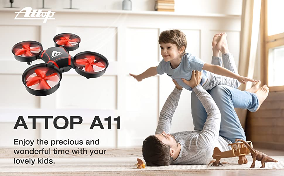 طائرة بدون طيار ATTOP A11 للأطفال - طائرة بدون طيار سهلة التحكم عن بعد، مفتاح واحد للإقلاع، الاقتران التلقائي، تثبيت الارتفاع، مع 3 بطاريات هدية مثالية للأطفال 8 ATTOP A11 Drone, attop a11 enjoy the precious and wonderful time with your lovely