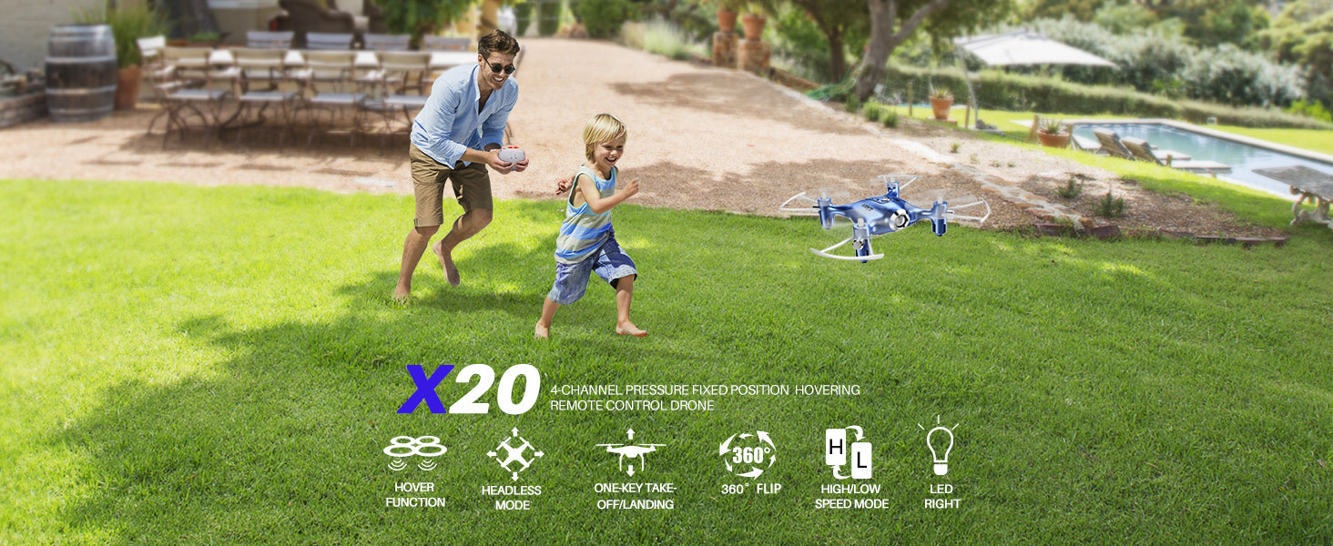 Syma X20 Mini Pocket Drone, x20 4 channel pressure fixed position hovering remote control drone 360