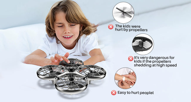 طائرة رباعية المراوح SYMA X100 مع عوائق تجنب تلقائي، مغطاة بغطاء أمان، قلاب 360 درجة، ضوء LED، سرعتان للأطفال، ألعاب الأولاد والبنات، طائرات بدون طيار تعمل يدويًا للأطفال 12 kids were hurt by propellers tor kidyertda