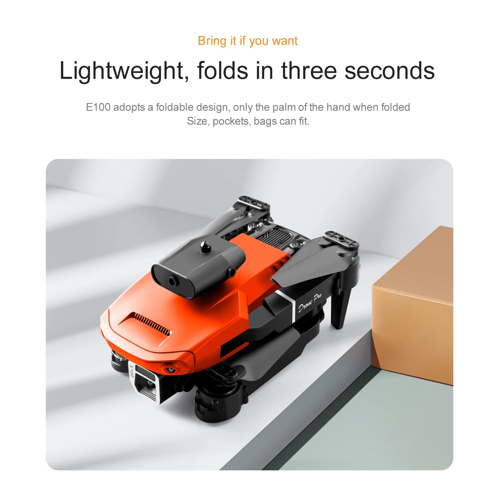 KBDFA E100 Mini Drone, folds in three seconds, only the palm of the hand when folded