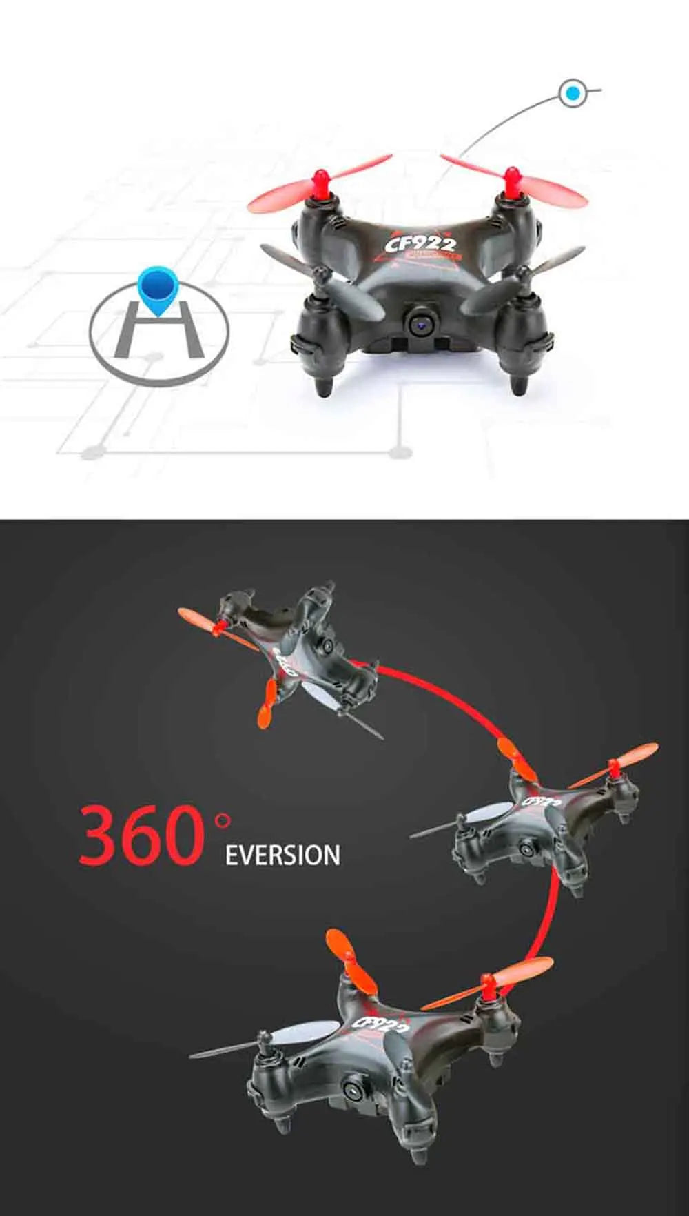 cf-922 4k pocket drone features: forward/back