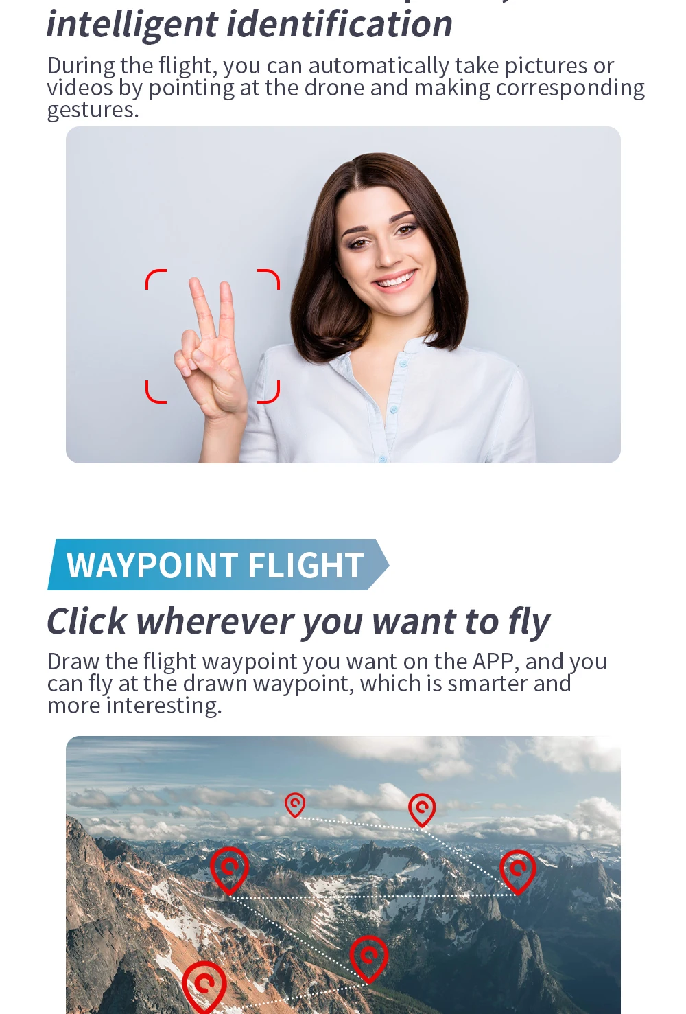L300 Drone - كاميرا 4K GPS محرك بدون فرشاة 5G FPV Quadcopter 1.2km 25min RC Helicopter كاميرا مزدوجة 19 L300 Drone, intelligent identification during the flight, you can automatically take pictures or, videos