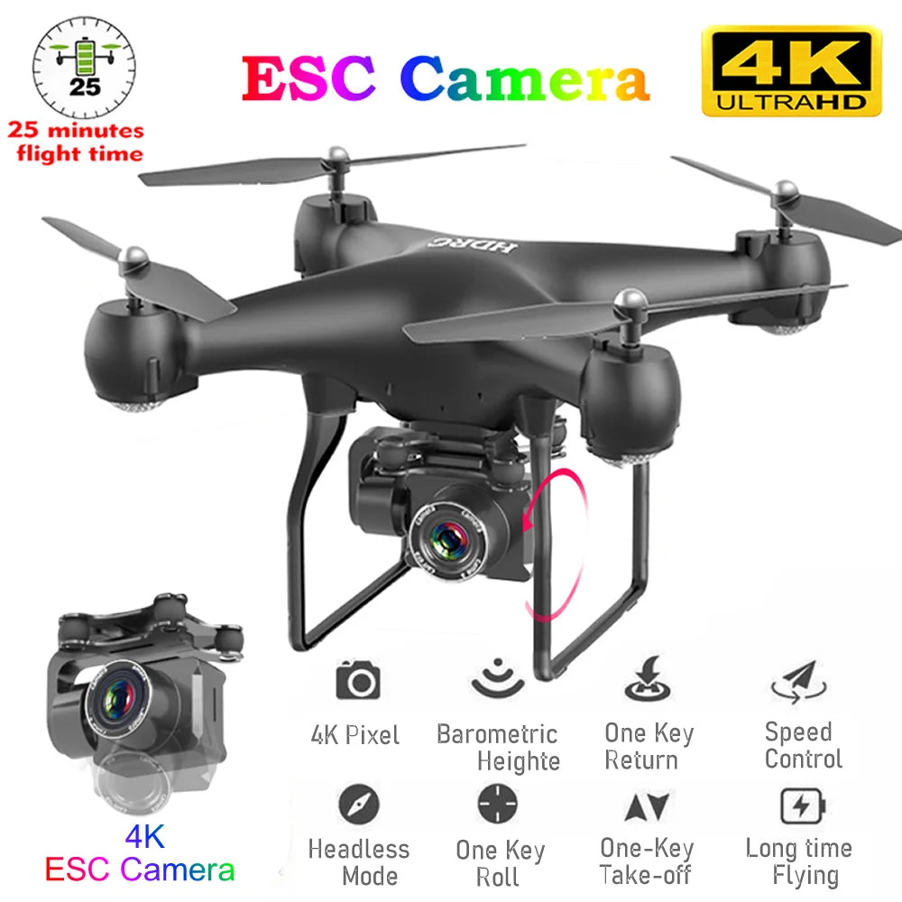 RC الطائرة بدون طيار FPV كوادكوبتر الطائرات بدون طيار مع كاميرا ESC 4K HD المهنية واسعة الزاوية التصوير الجوي حياة طويلة هليكوبتر التحكم عن بعد 23 RC Drone, esc camera 4k ultrahd 25 minutes flight time 58