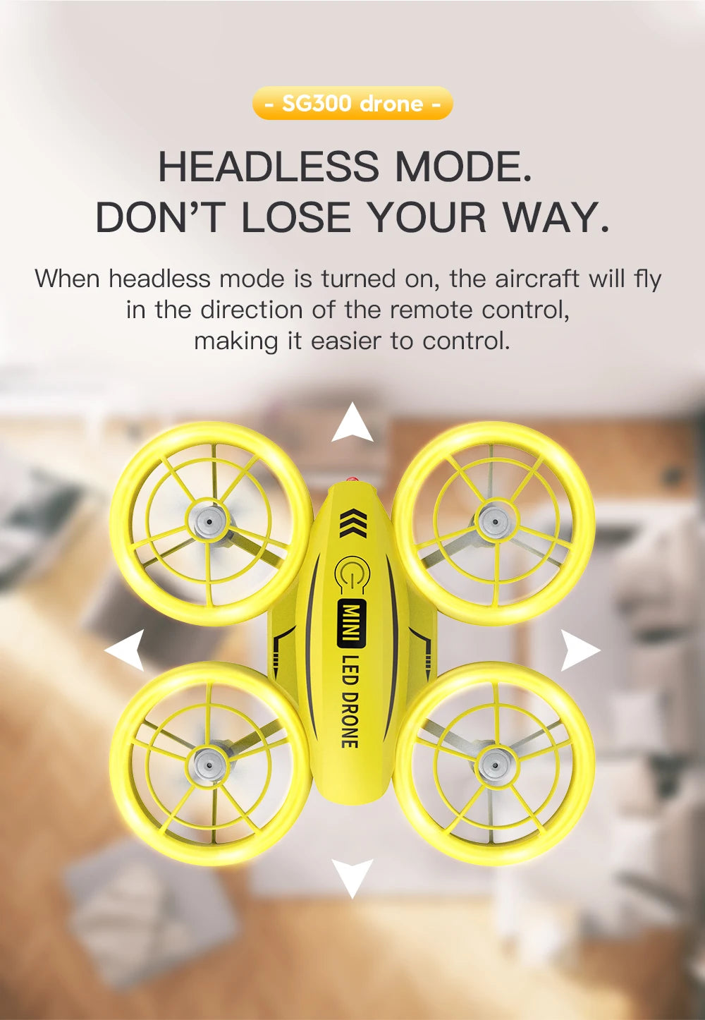 SG300/SG300S Mini Drone, headless mode on sg300 drone makes it easier to control