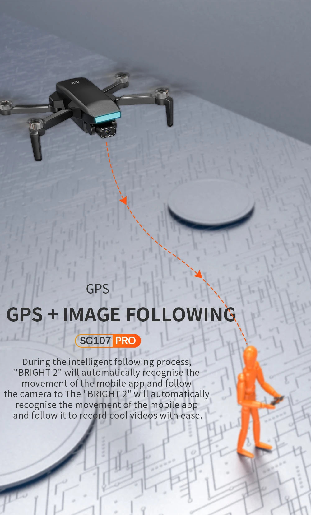 ZLL SG107 Pro Mini Drone - مع WIFI احترافية 4K HD كاميرا مزدوجة FPV Quadcopter التحكم بالإيماءات في التدفق البصري SG107Pro Rc Dron 22 ZLL SG107 Pro Mini Drone, bright 2" will automatically recognise the movement of the mobile app and follow