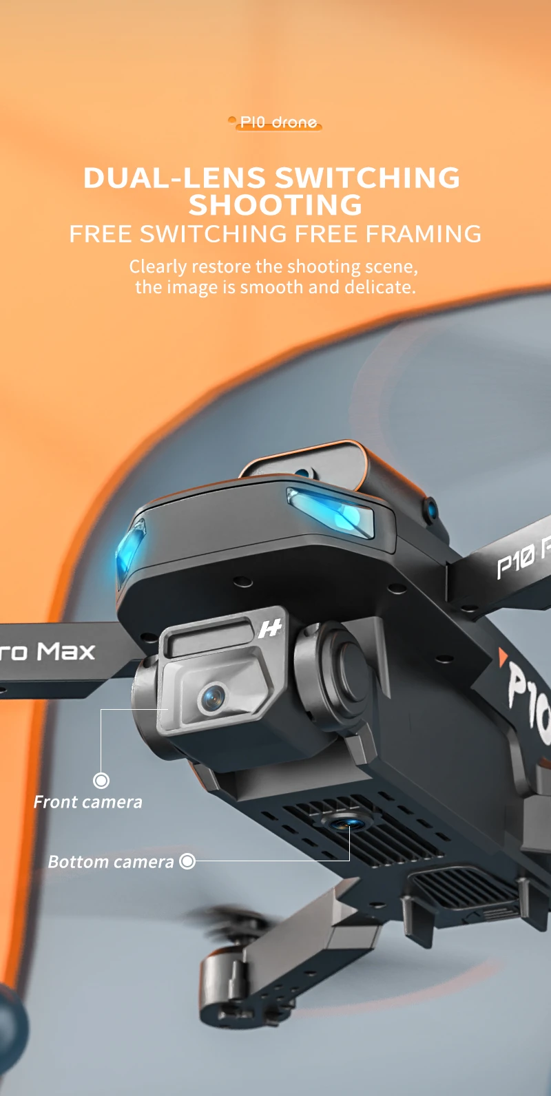 KBDFA P10 Drone, pio-urone dual-lens switching shooting free 