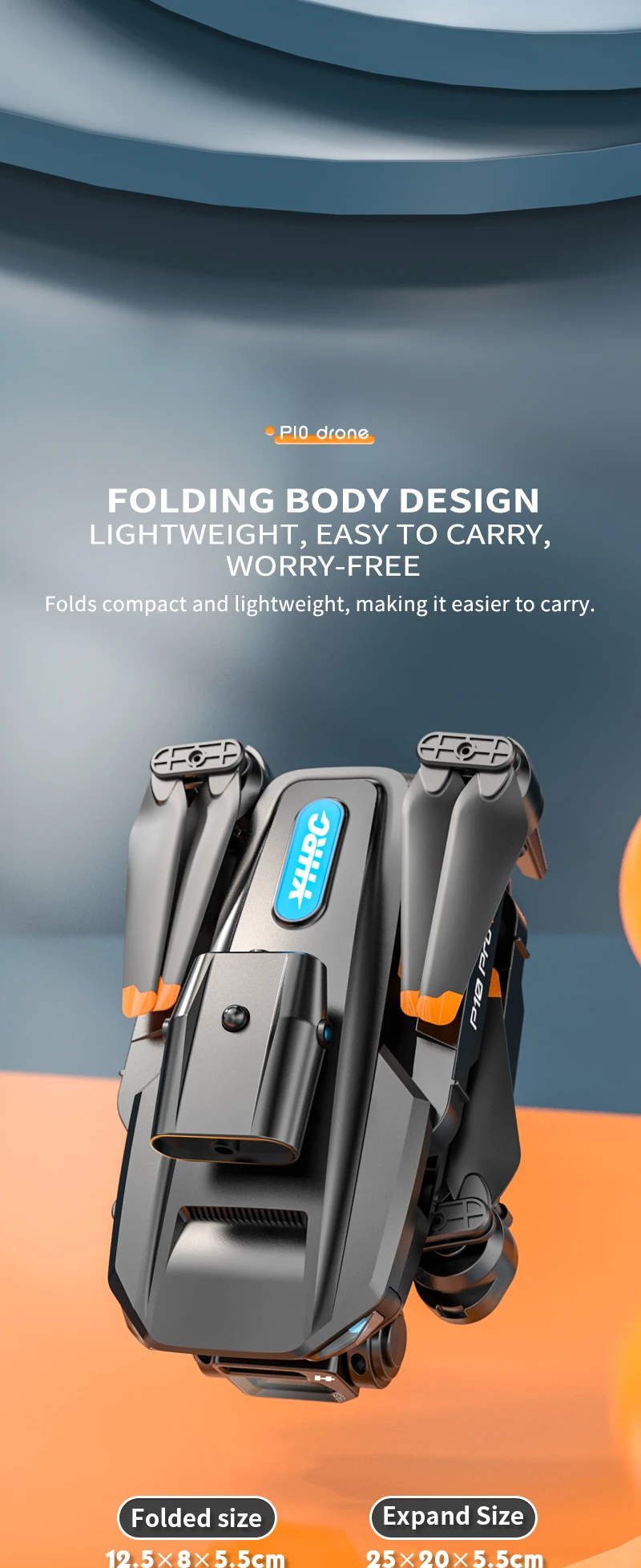 KBDFA P10 Drone, pio drong folding body design lightweight easy to carry, worry