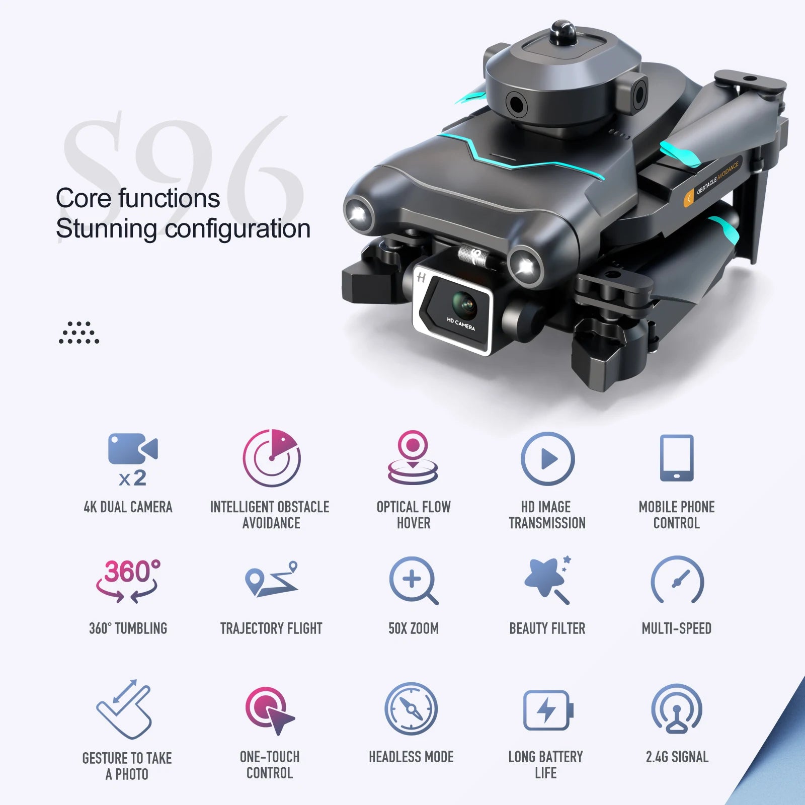 do core functions stunning configuration x2 4k dual camera intelligent obstacle