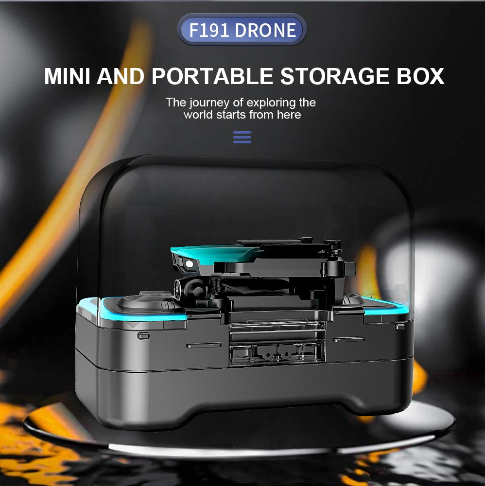 طائرة F191 صغيرة بدون طيار - كاميرا مزدوجة 4K واي فاي FPV أربعة جوانب لتجنب العوائق بالأشعة تحت الحمراء بمفتاح واحد للإقلاع والهبوط كوادكوبتر قابلة للطي 42 F191 Mini Drone, f191 drone mini and portable storage box the journey of exploring
