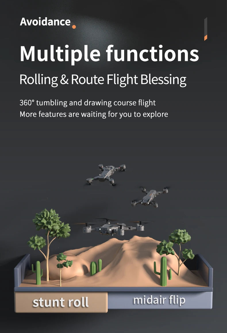 5G 8K HD Drone, avoidance multiple functions rolling & route flight blessing 360" t