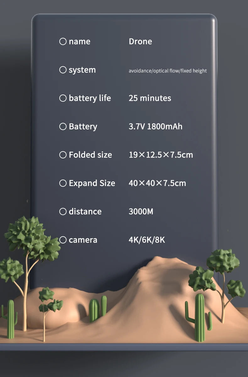 5G 8K HD Drone, drone avoidance/optical flow/fixed height battery life 25 minutes