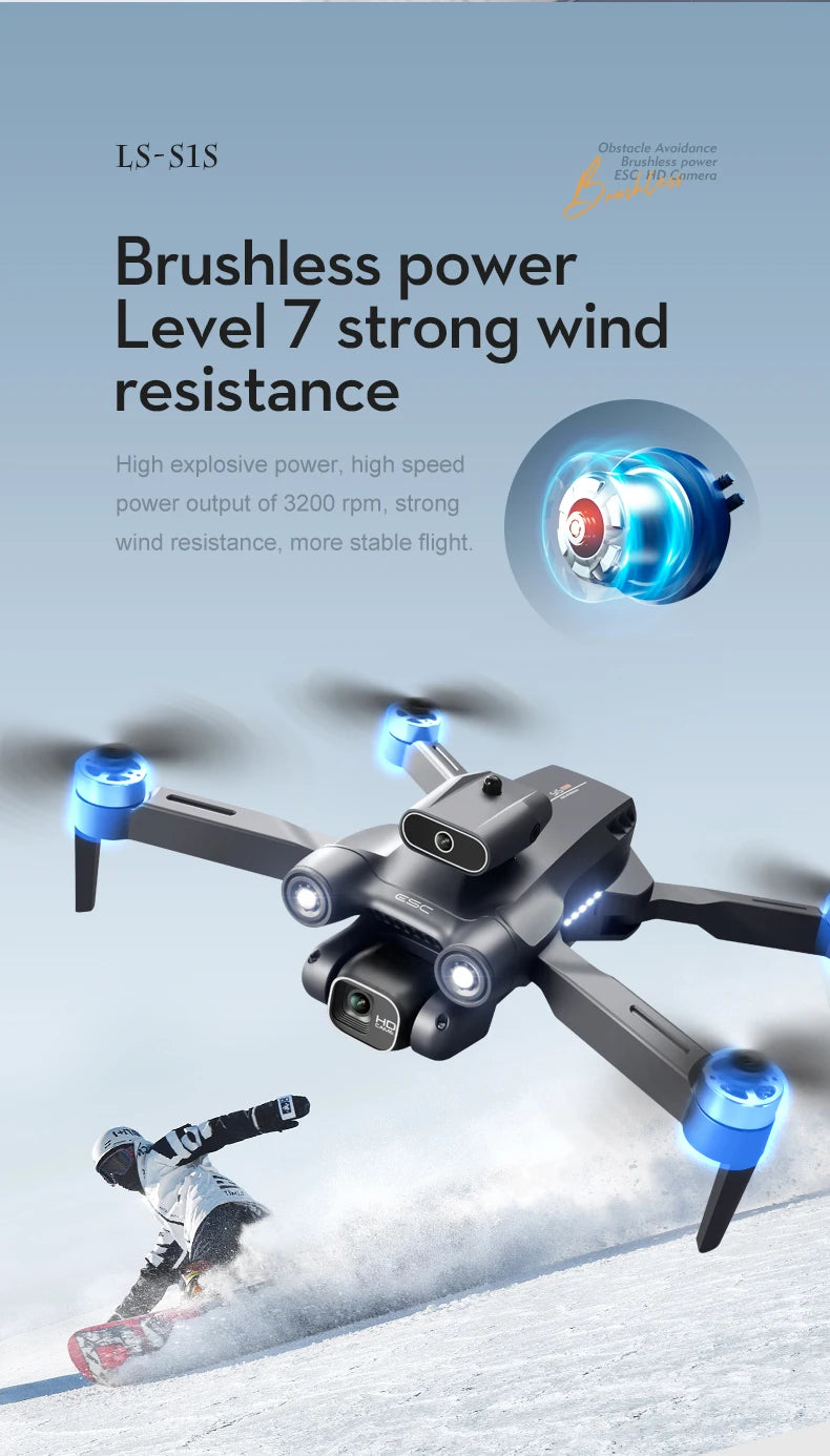 WYRX S1S GPS Drone - 5G 8K HD كاميرا مزدوجة احترافية واي فاي FPV تجنب العوائق التدفق البصري للطي كوادكوبتر لعبة بوي هدية 26 WYRX S1S GPS Drone, high explosive power output of 3200 rpm, strong wind resistance