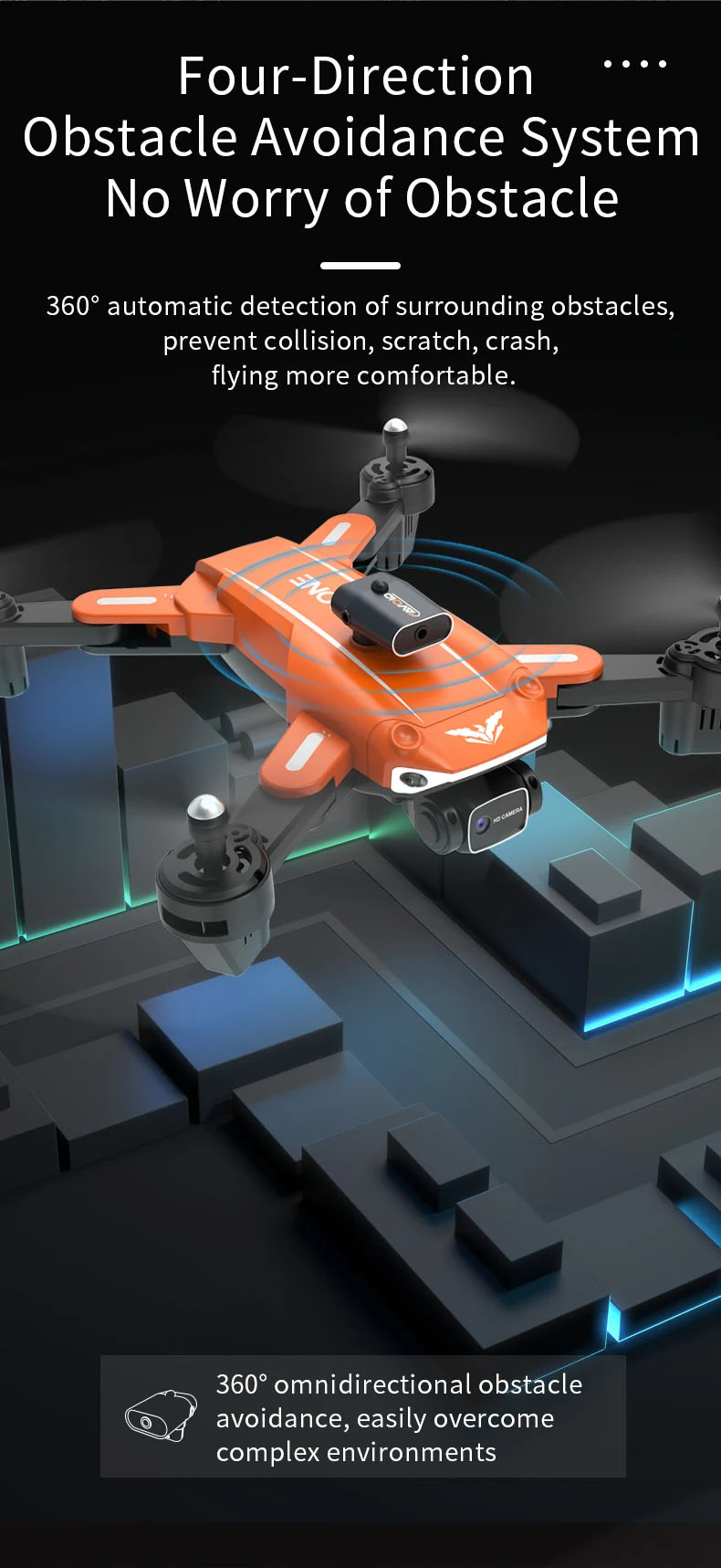 JJRC H109 RC Drone, four-direction obstacle avoidance system no worry of obstacle 3608