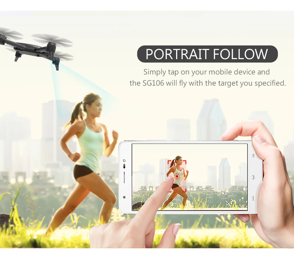 SG106 الطائرة بدون طيار - 4K 1080P HD كاميرا مزدوجة التدفق البصري الجوي كوادكوبتر FPV درون لعب للأطفال الأولاد عمر البطارية الطويل هدية 33 SG106 Drone, the sg1o6 will fly with the target you specified