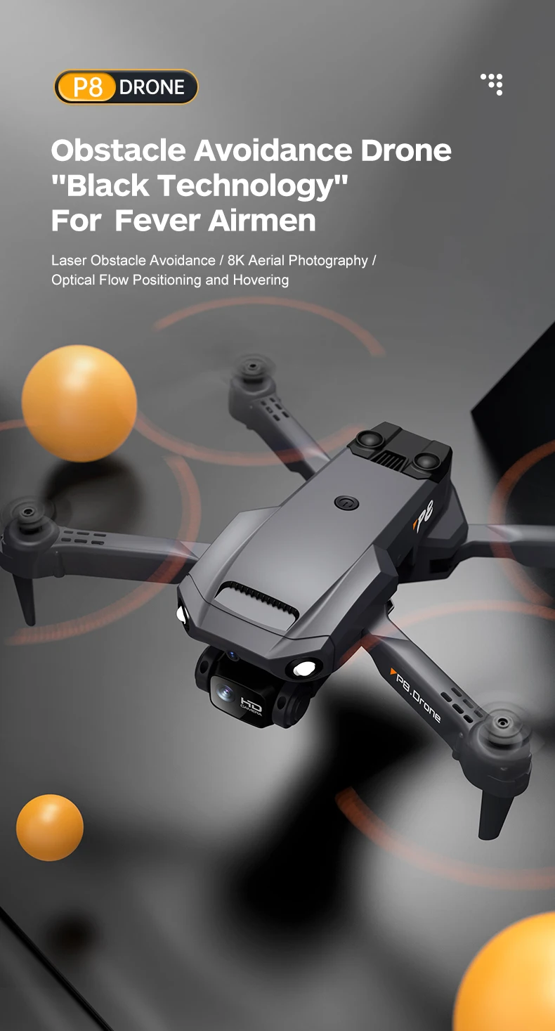 KBDFA P8 Drone, p8 drone obstacle avoidance drone "black technology" for fever