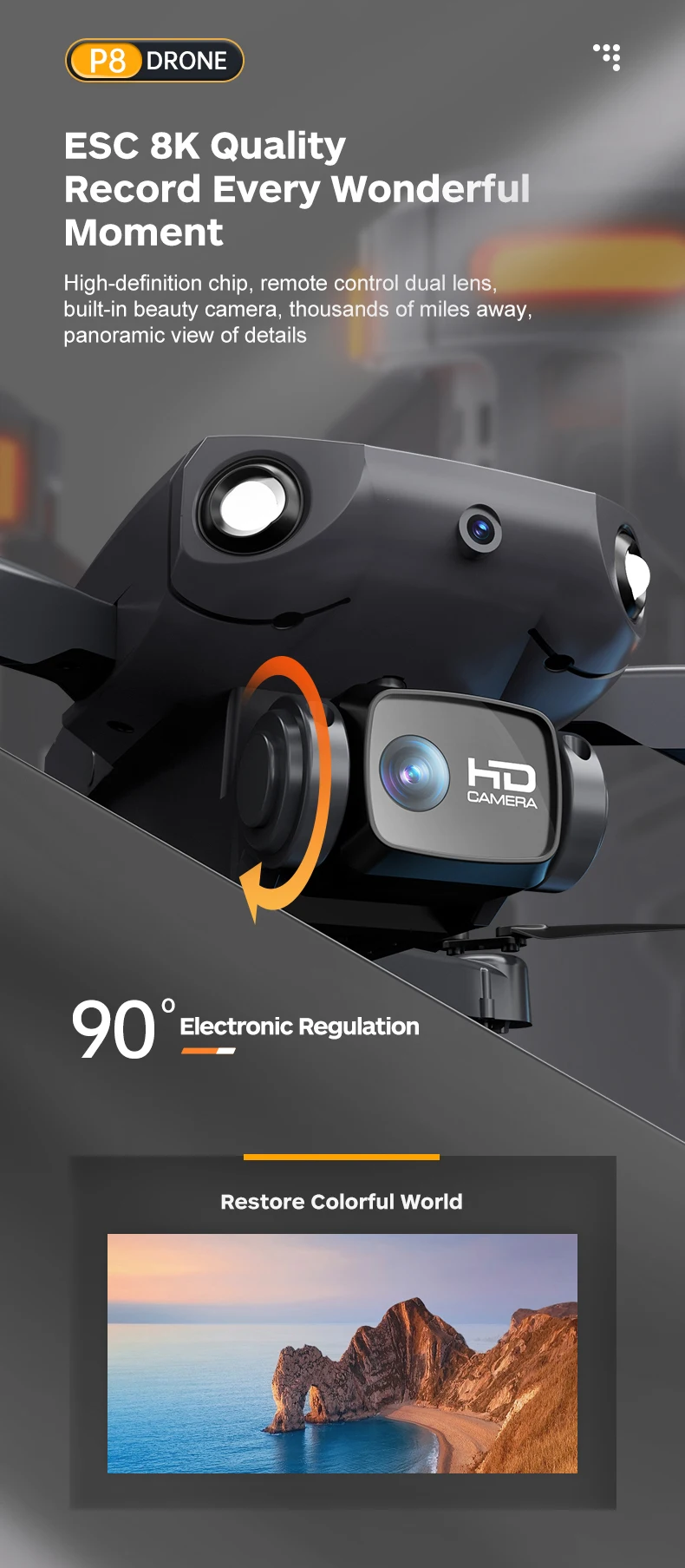 KBDFA P8 Drone, drone esc 8k quality record every wonderful moment high-defini