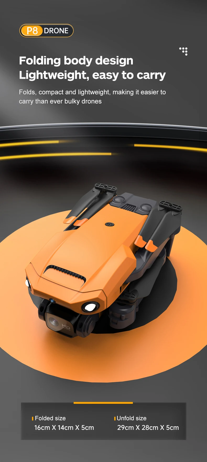 KBDFA P8 Drone, p8 drone folding body design lightweight; easy to carry folds