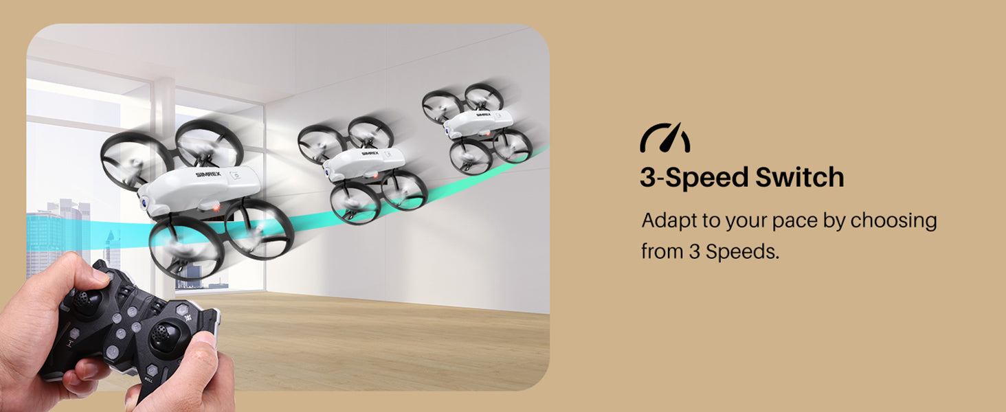 SIMREX X700 Drone, 3-speed switch adapts to your pace by choosing from