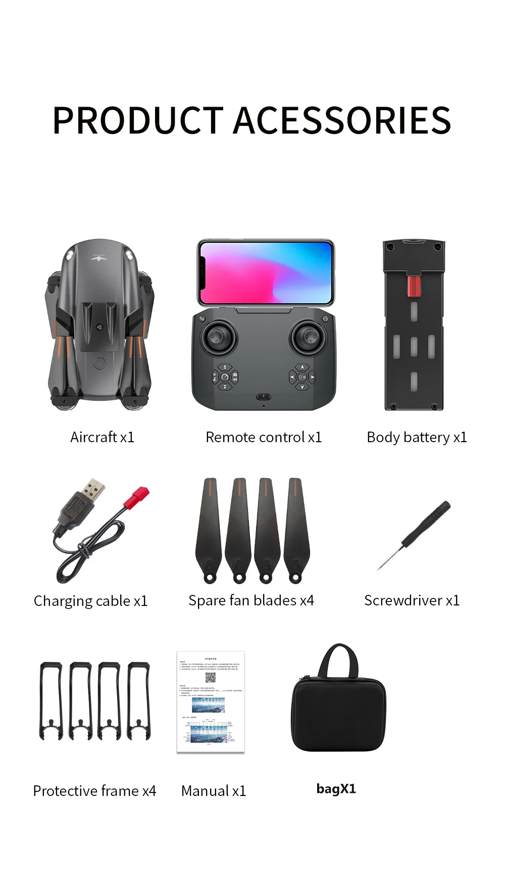 KF616 Drone, acessories aircraft xl remote controlxl body
