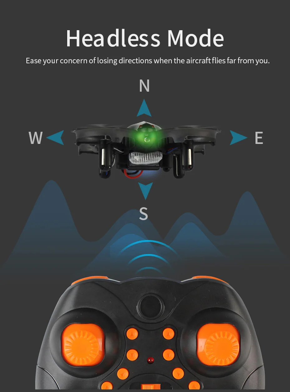 JJRC H56 Mini Drone, headless mode eases your concern of losing directions when the aircraftf
