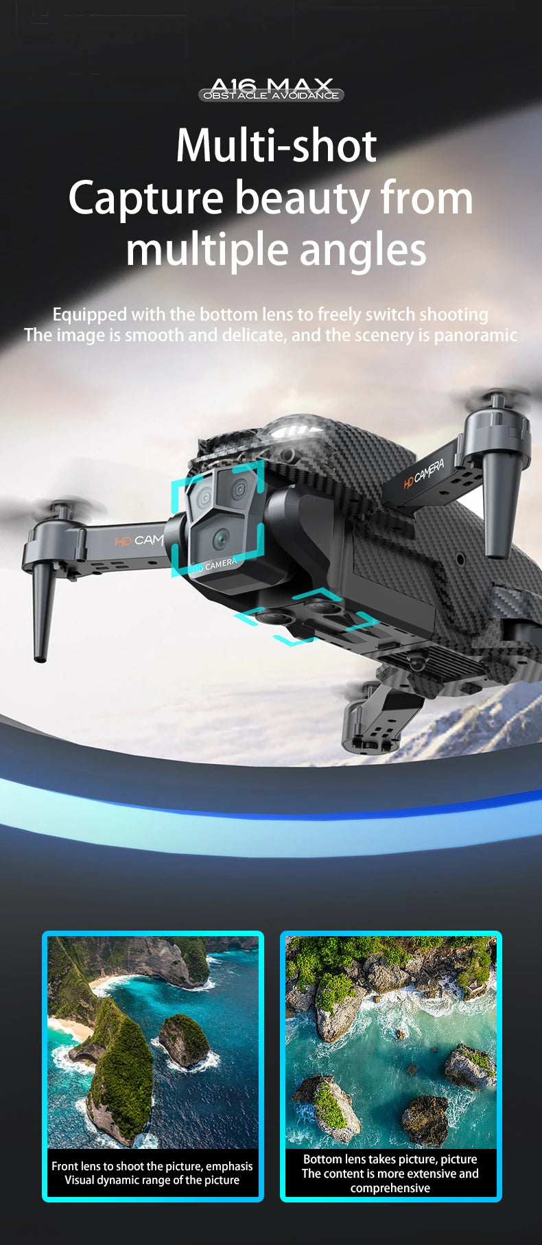 A16 MAX Drone, obst bi65 nobake multi-shot capture beauty from multiple