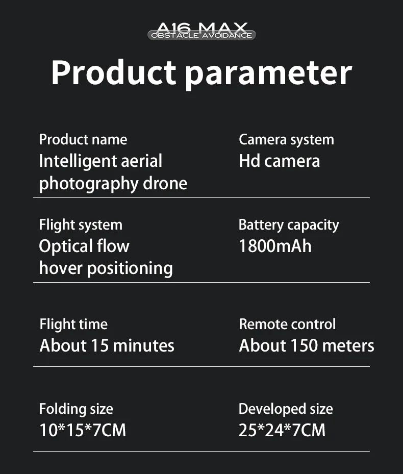 A16 MAX Drone, camera system intelligent aerial hd camera photography drone flight system battery capacity