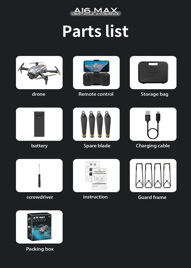 A16 MAX Drone, gb16 acle nbbake parts list