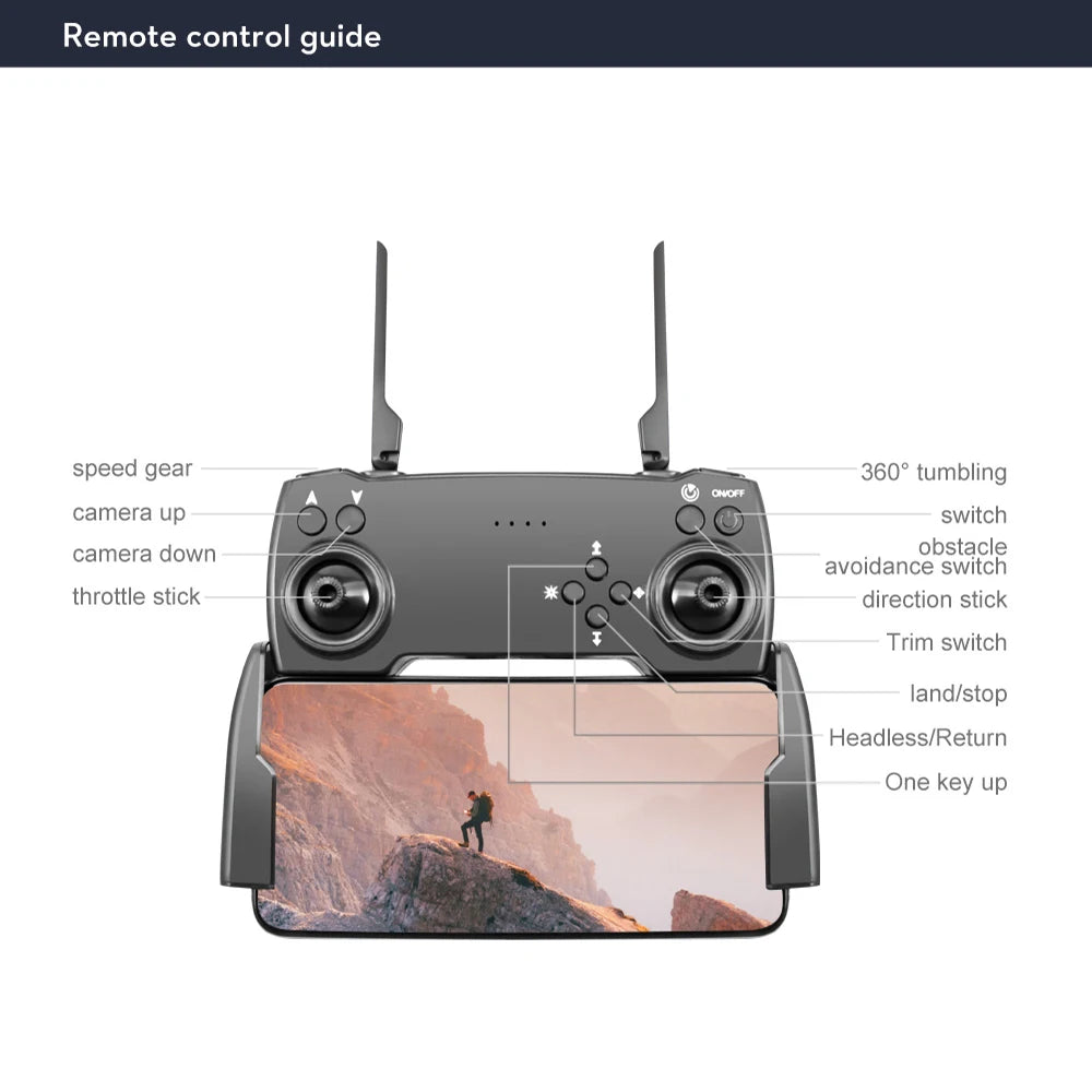 LSRC XT5 Mini Drone - 2024 جديد 4K كاميرا مزدوجة أربعة جوانب لتجنب العوائق تحديد موضع التدفق البصري قابلة للطي كوادكوبتر ألعاب هدايا 40 LSRC XT5 Mini Drone, remote control guide speed gear 360" tumbling omof