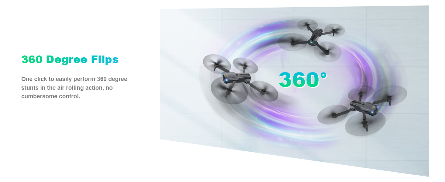 TERCASO 1810 Drone - كاميرا WiFi 1080P HD FPV فيديو مباشر، RC Quadcopter Multirotors، تثبيت الارتفاع، وضع مقطوعة الرأس، مفتاح واحد للإقلاع/الهبوط بدون طيار لهدايا ألعاب الأطفال أو المبتدئين 7 TERCASO 1810 Drone, 360 degree flips one click to easily perform 360 degree 360 stunts