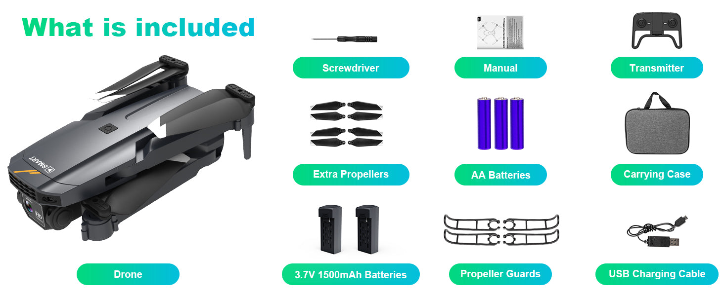 TERCASO 1810 Drone - كاميرا WiFi 1080P HD FPV فيديو مباشر، RC Quadcopter Multirotors، تثبيت الارتفاع، وضع مقطوعة الرأس، مفتاح واحد للإقلاع/الهبوط بدون طيار لهدايا ألعاب الأطفال أو المبتدئين 13 TERCASO 1810 Drone, what is included screwdriver manual transmitter extra propellers a