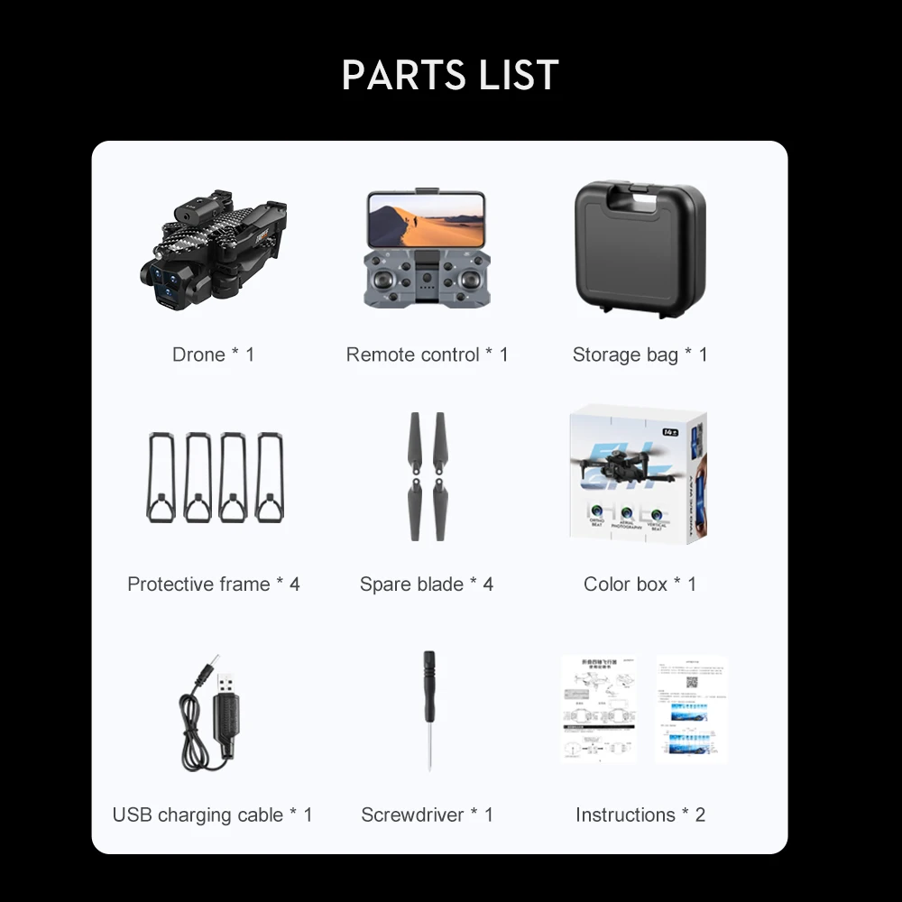 K10 MAx Drone, parts list drone remote control storage protective frame spare blade color box usb