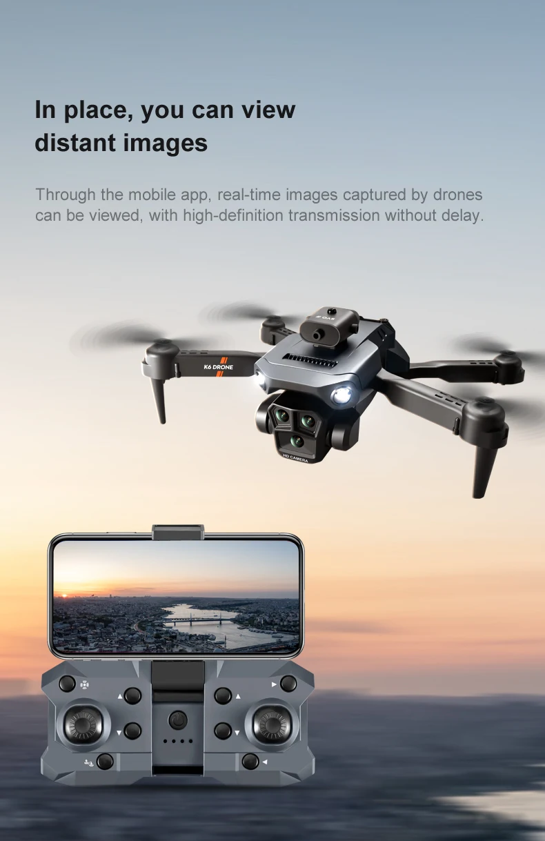 K6 Max Drone, real-time images captured by drones can be viewed through the