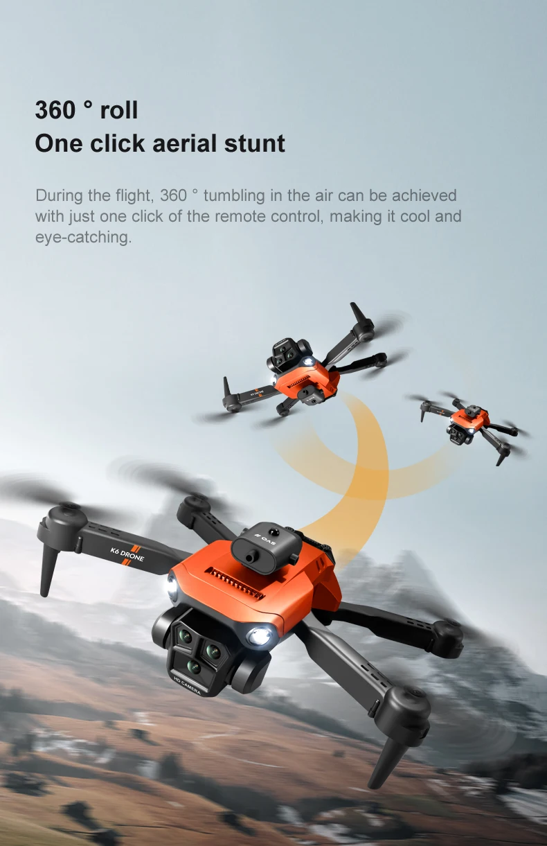 K6 Max Drone, 360 roll one click aerial stunt can be achieved with just one click of