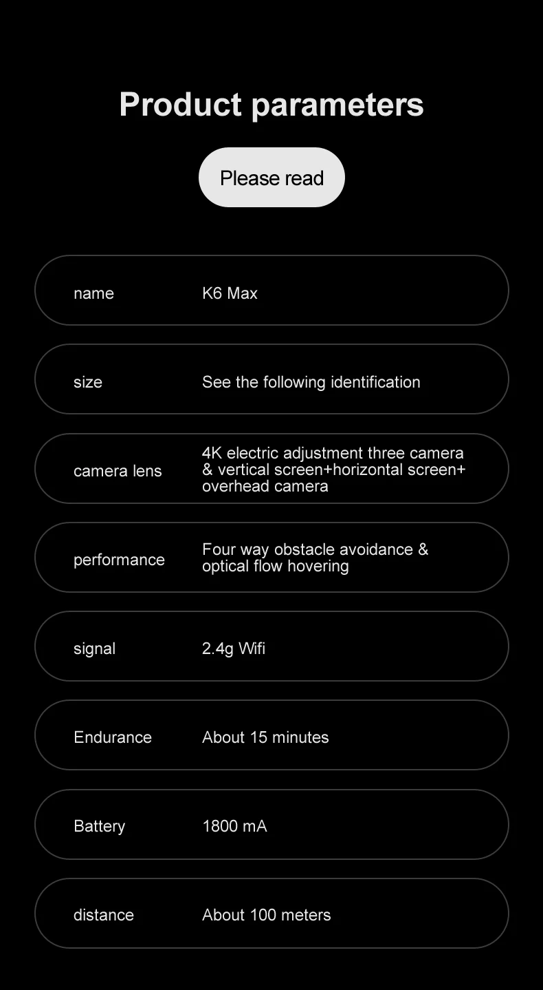 K6 Max Drone, product parameters please read name k6 max size see the following identification