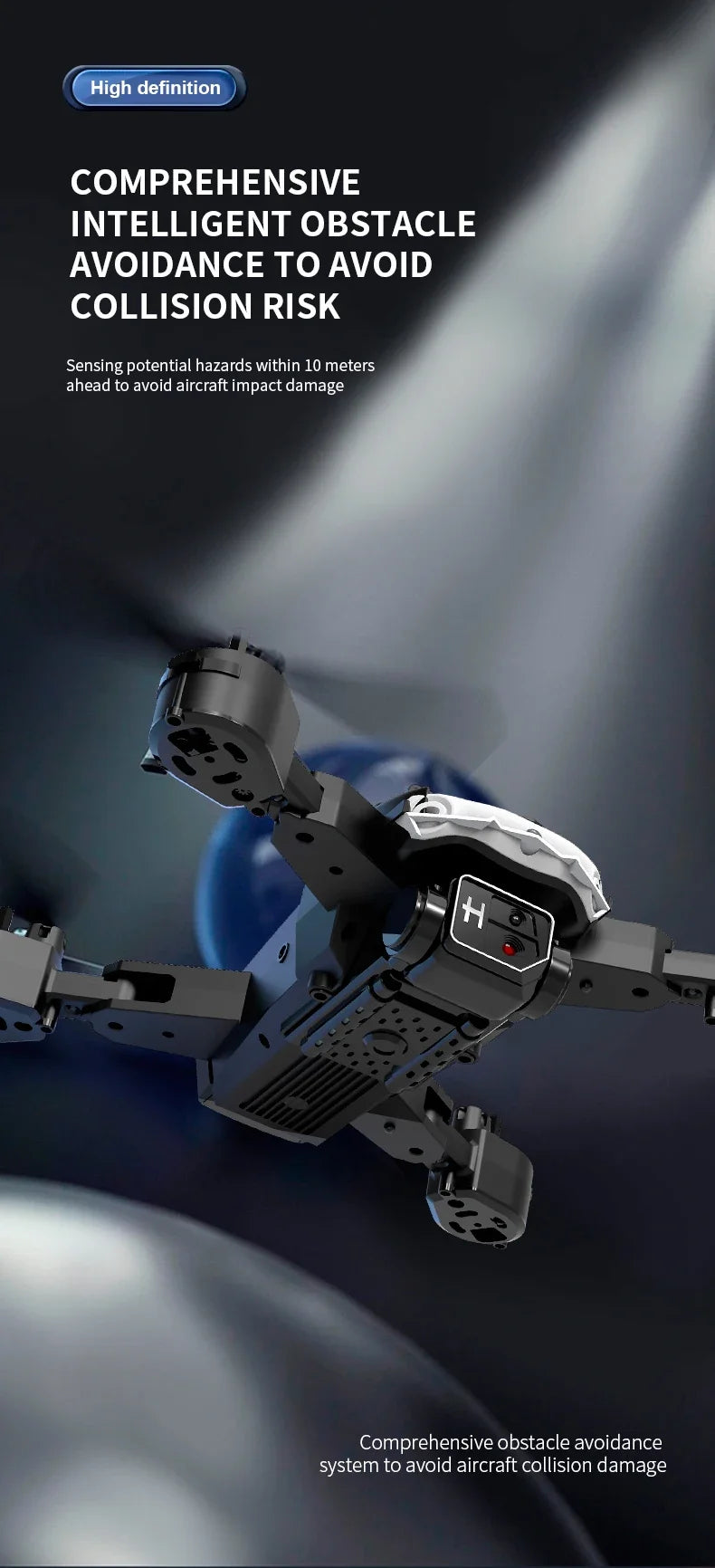 109L Drone, intelligent obstacle avoidance system to avoid aircraft collision damage . high definition