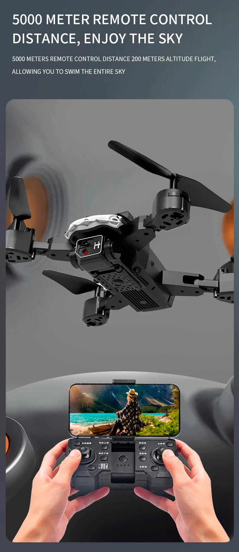 109L Drone, 200 meters altitude flight , allowing you to swim the entire