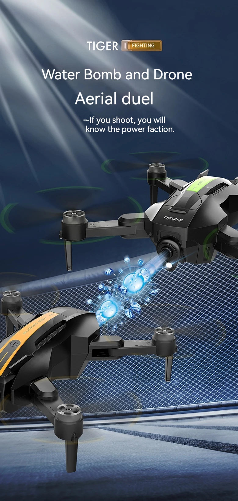 Water Bomb Drone, tiger fighting water bomb and drone aerial duel if