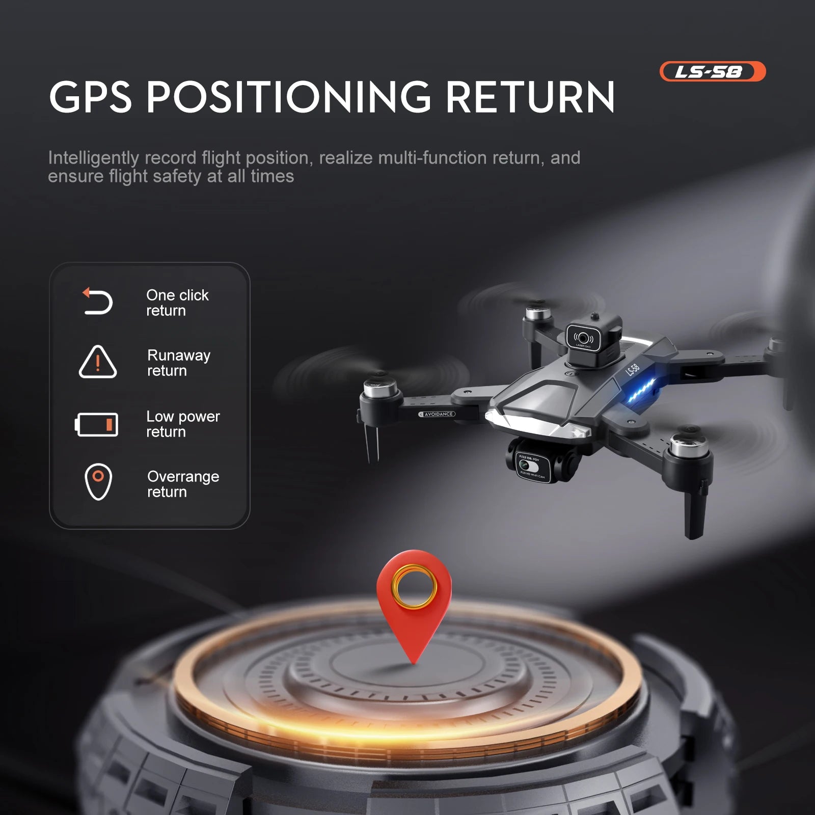 LS58 Drone, ls-5o gps positioning return intelligently record