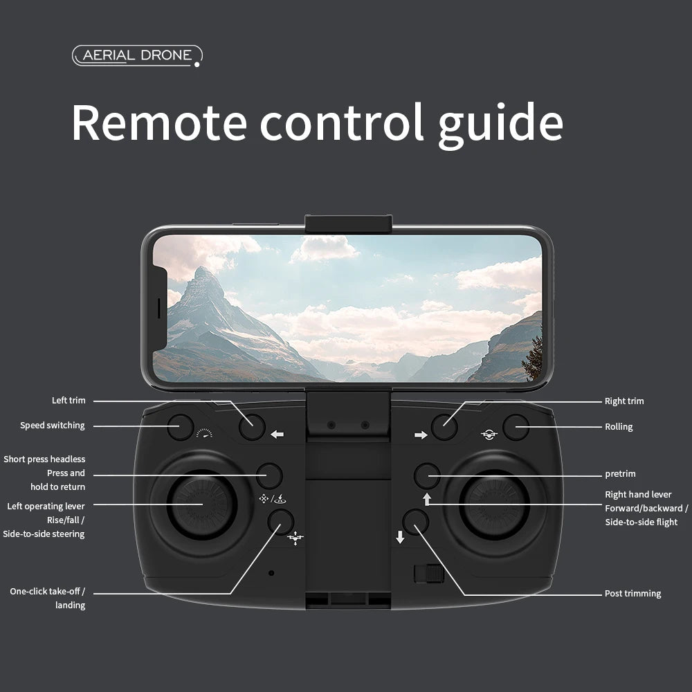 E88 MAX Drone, AERIAL DRONE Remote control guide Left trim Right trim Speed switching Rolling Short press