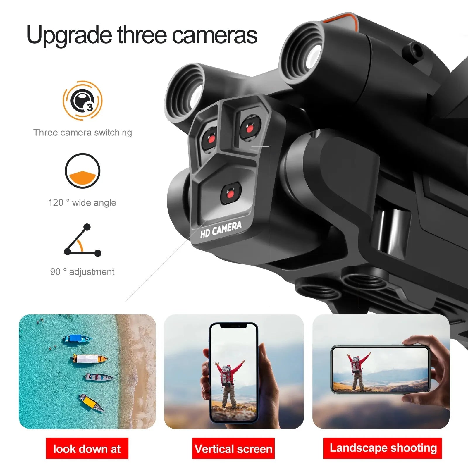 طائرة بدون طيار S92 - طائرة بدون طيار بكاميرا HD 4K مع قبضة عالية، قابلة للطي، جهاز تحكم عن بعد صغير، واي فاي، تصوير جوي، مركبة ذات أربع عجلات، ألعاب، كاميرا هليكوبتر 14 S92 Drone, three camera switching 120 wide angle hd 90 adjustment look down at