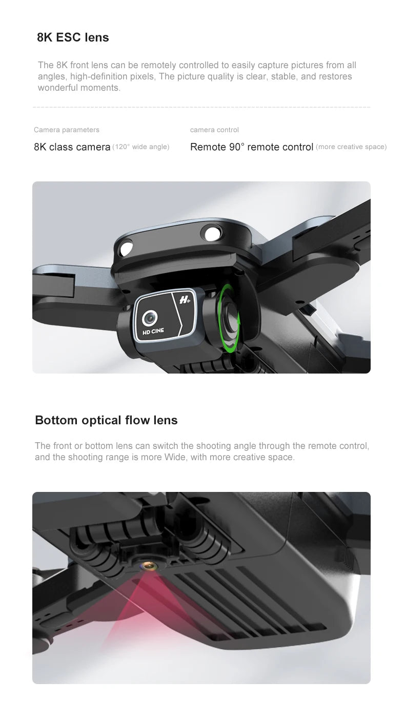 LU10 Drone, 8k front lens can be remotely controlled to easily capture pictures from all