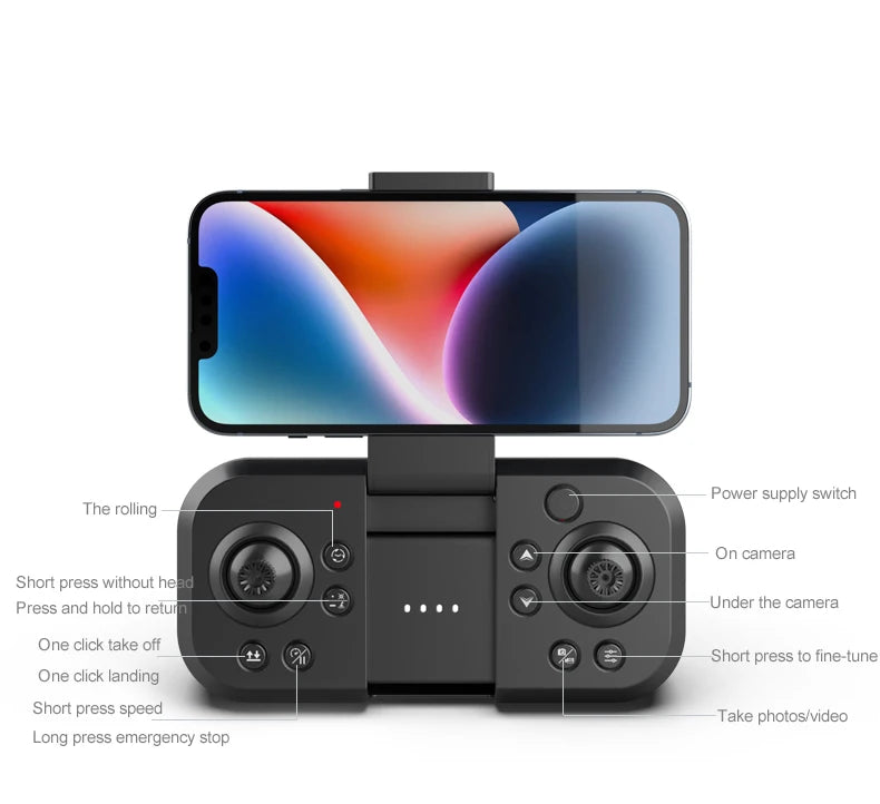 LU10 Drone, power supply switch the on camera short press without he press and hold