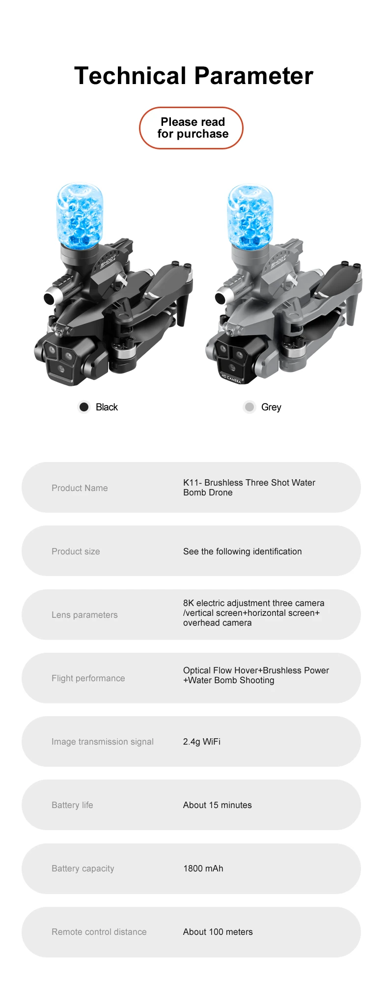 K11 Max Drone, 2.4g wifi battery life about 15 minutes battery capacity 1800 mah