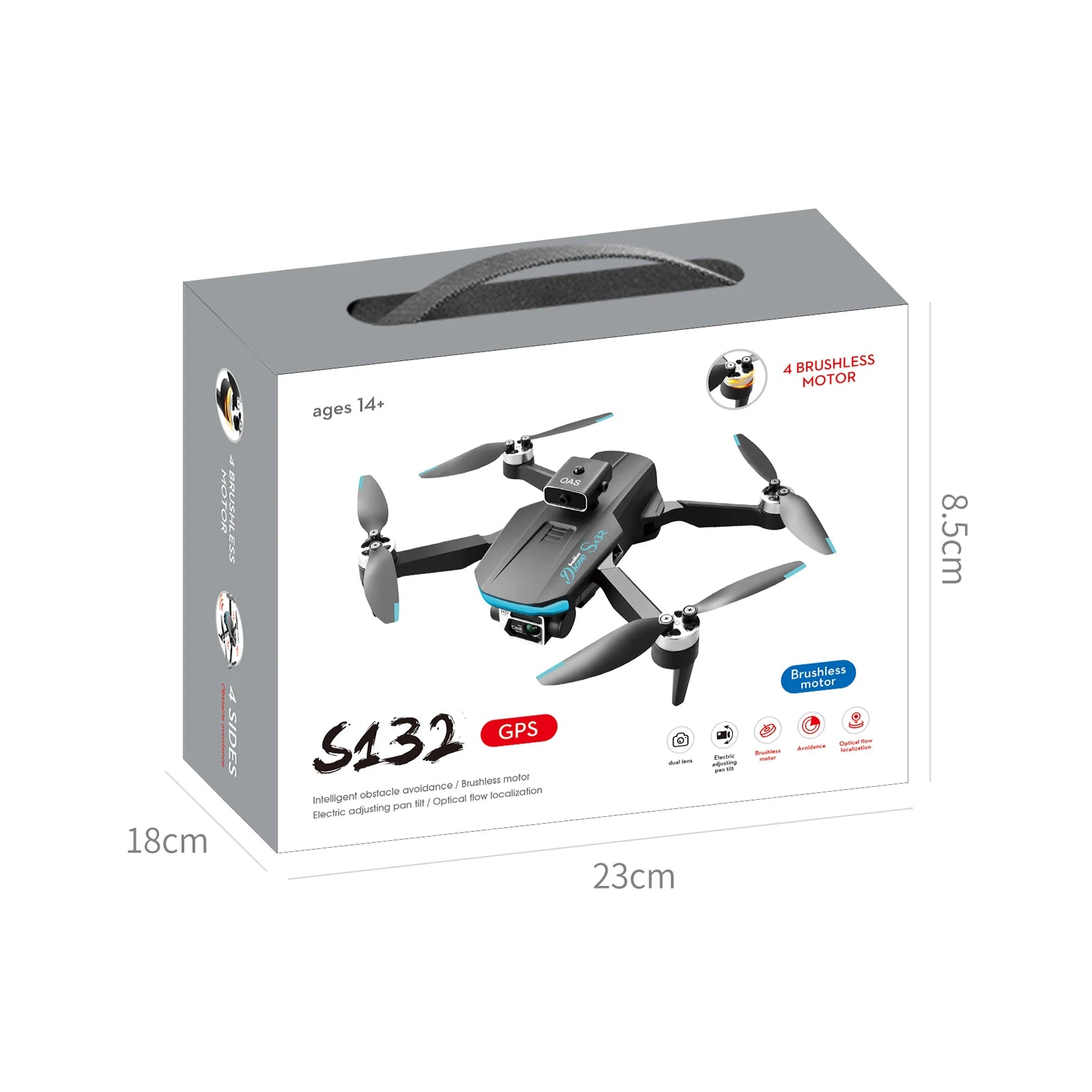 S132 الطائرة بدون طيار - 8K HD كاميرا مزدوجة نظام تحديد المواقع تجنب العوائق فرش السيارات RC هليكوبتر المهنية لعبة كوادكوبتر قابلة للطي 68 S132 Drone, motor 14+ oa5 h 5 brushless motor flow