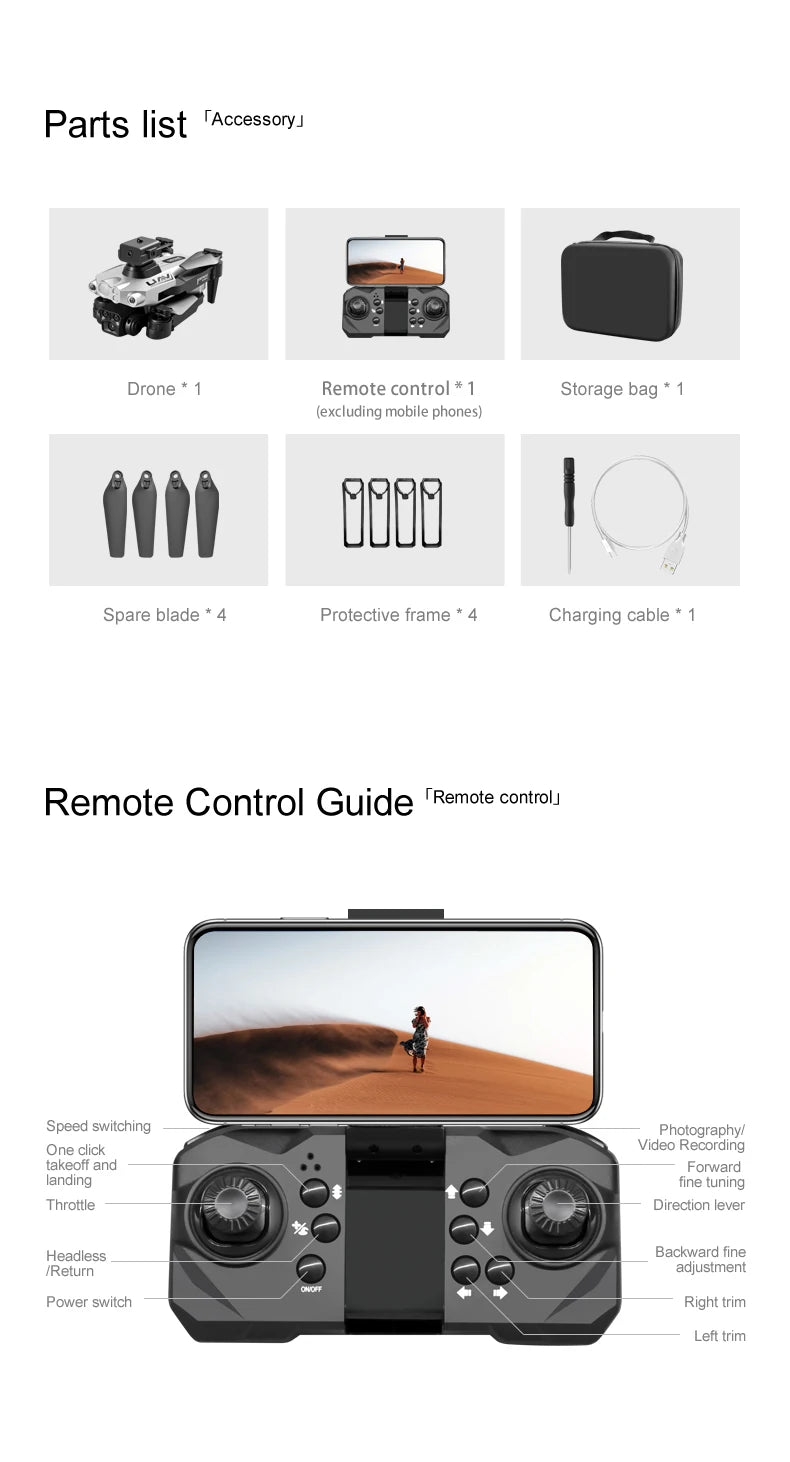 LU200 Drone, parts list taccessoryj drone remote control rre